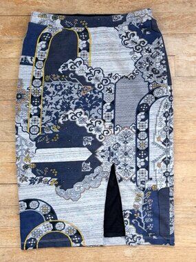 HD in Paris Anthropologie Skirt Size Small Soft Knit Geometric Floral Print